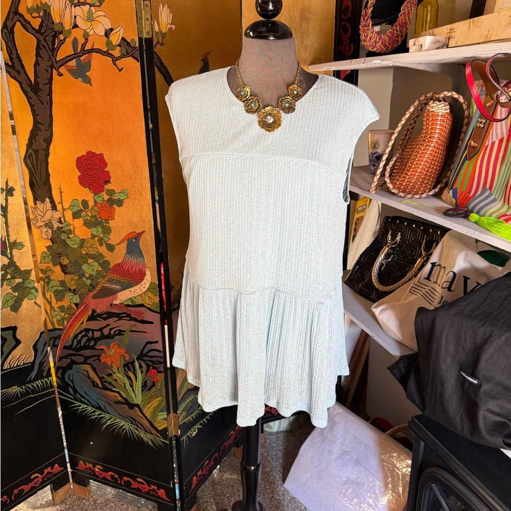 Juicy Couture light blue Textured Sleeveless Peplum Tunic xl